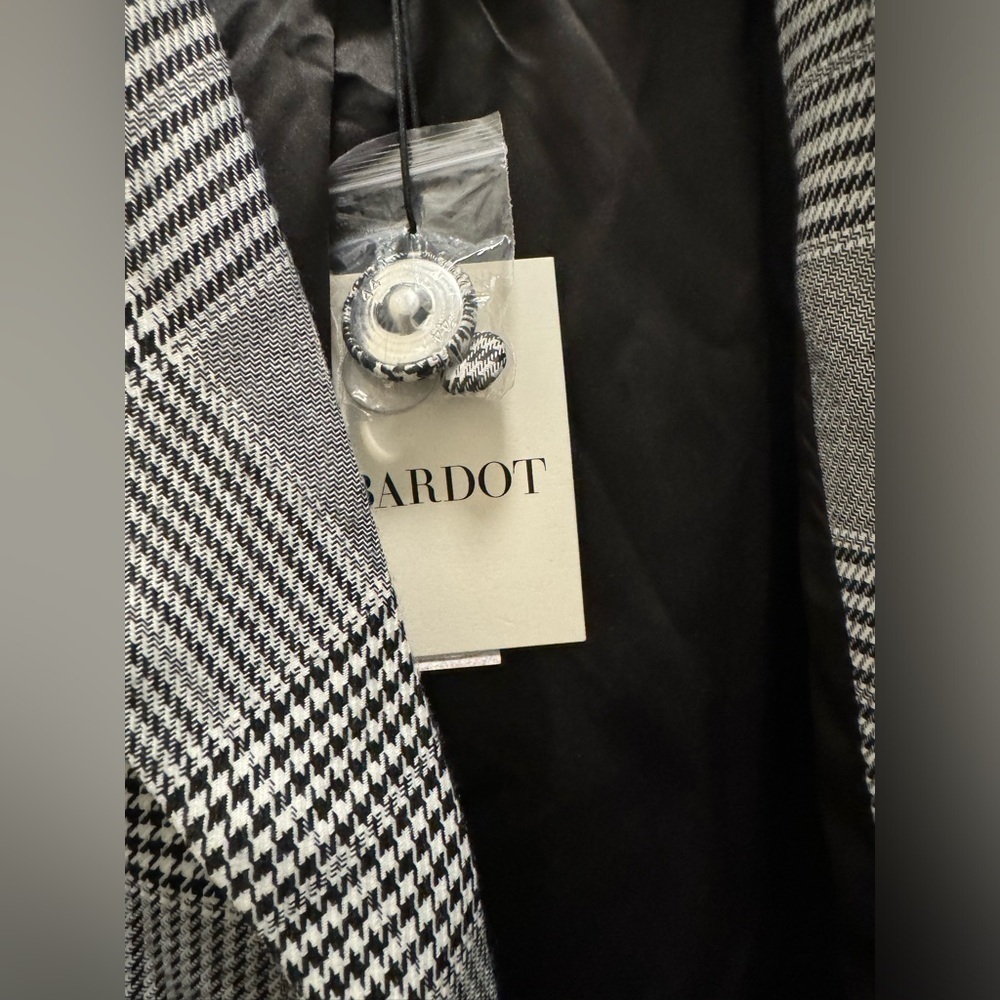 Bardot Gray Glenchek Monochrome Belted Double Breasted Trench Coat - Picture 5 of 6